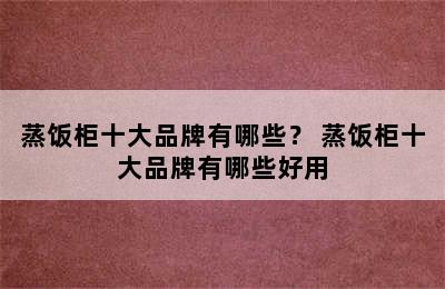 蒸饭柜十大品牌有哪些？ 蒸饭柜十大品牌有哪些好用